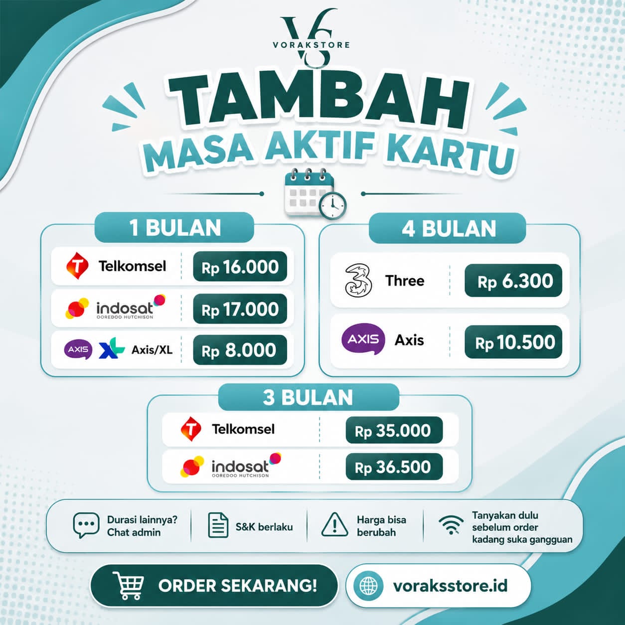 TAMBAH MASA AKTIF NOMOR KARTU
